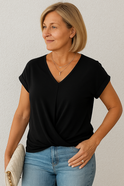 Liana | Soft Drape Twist-Front Top - Flattering, Comfortable & Elegant