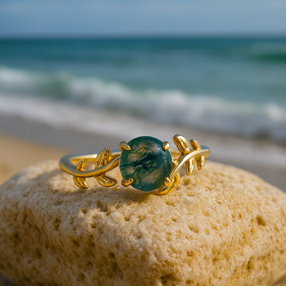 Emerald Breeze Leaf Ring