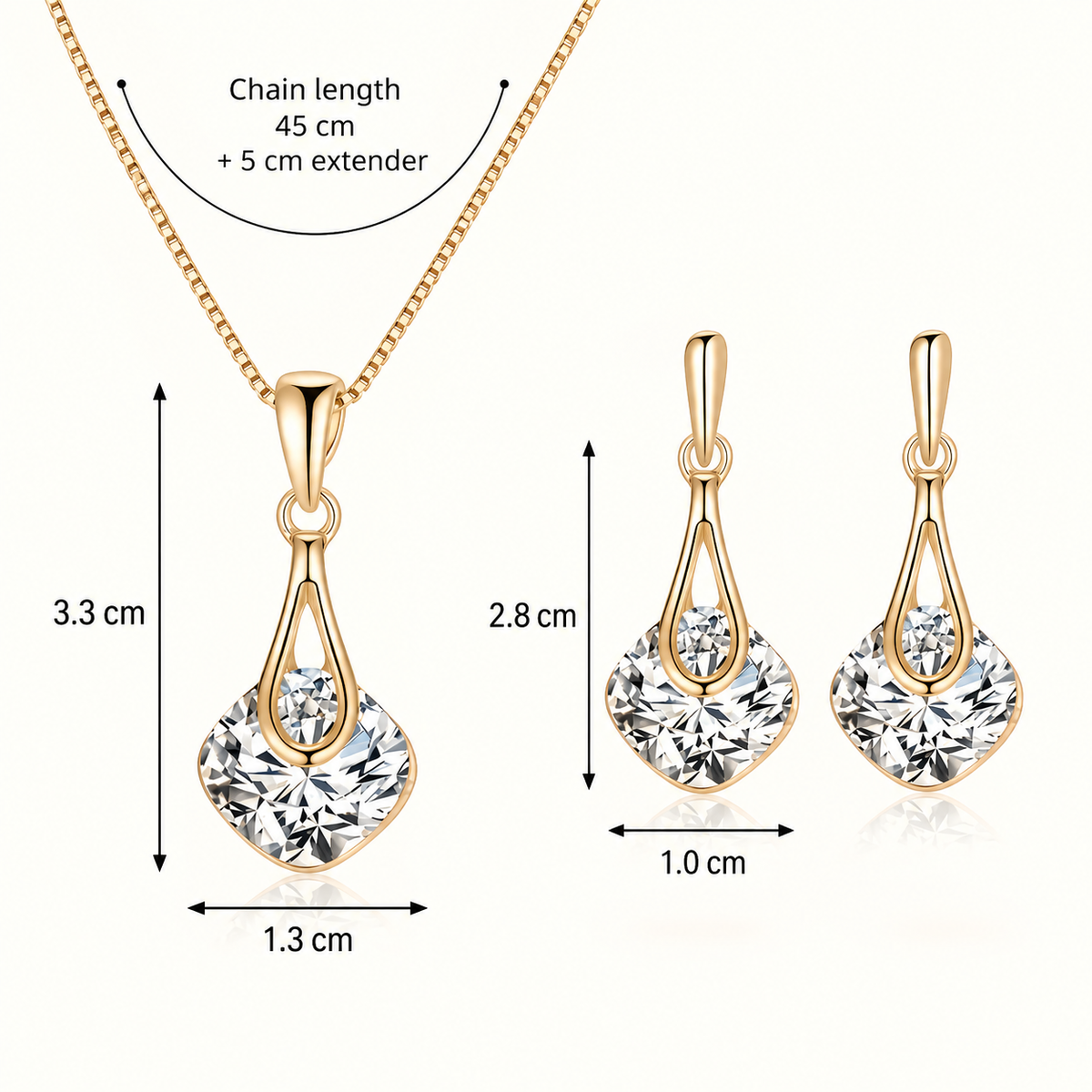 Elegant Gold Crystal Jewelry Set