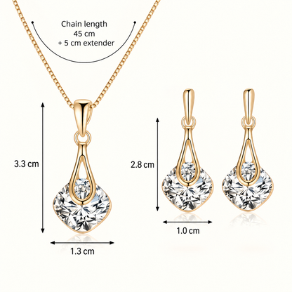 Elegant Gold Crystal Jewelry Set