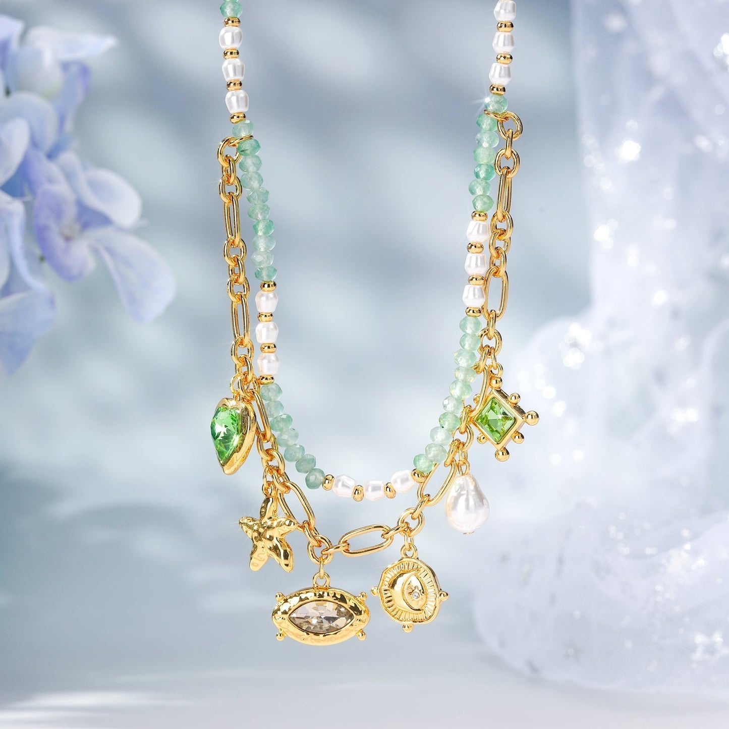 Vintage Charm Bead Necklace