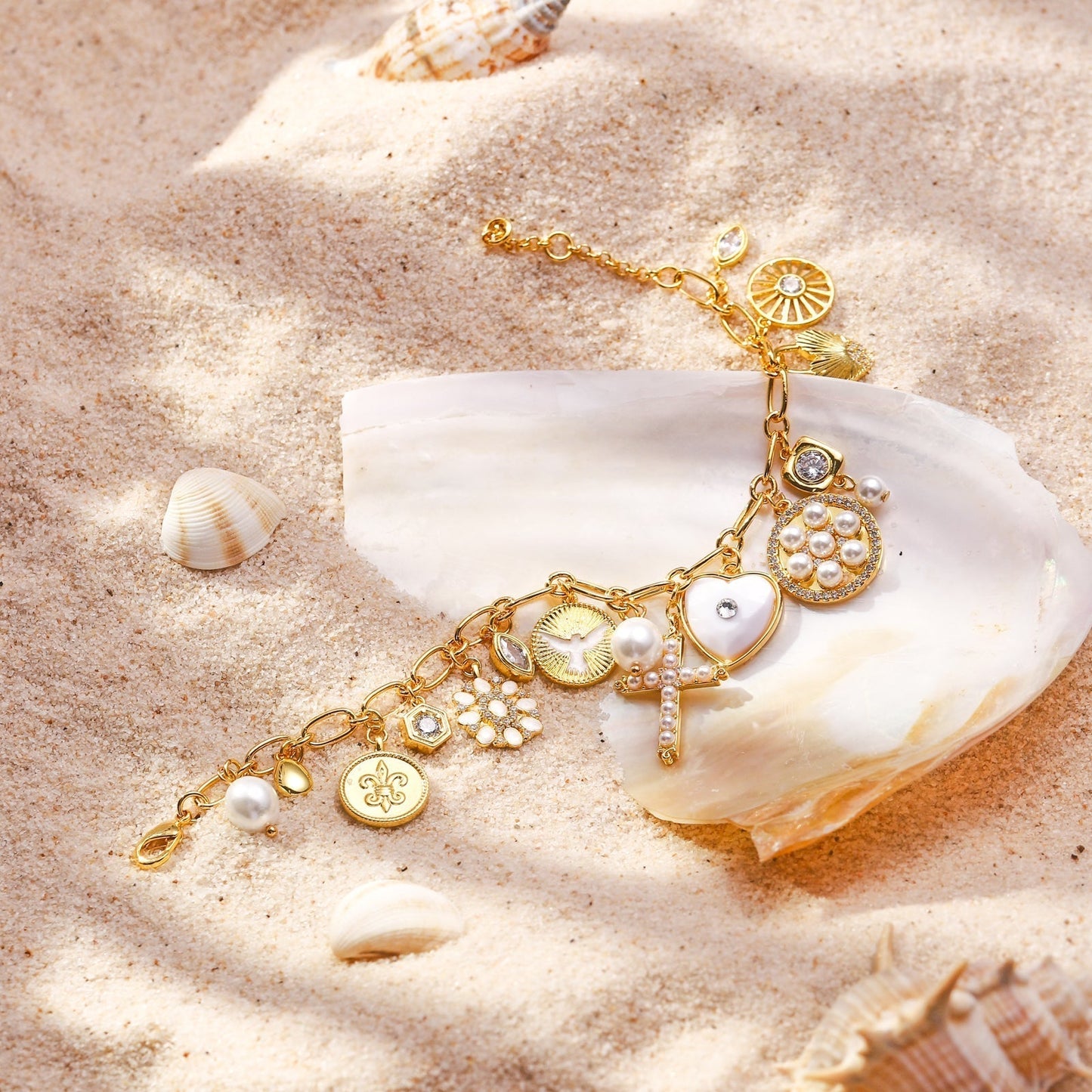 Vintage Cross Charm Bracelet