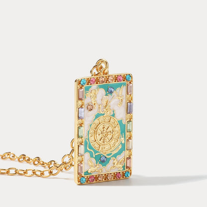 Wheel of Fortune Tarot Card Necklace