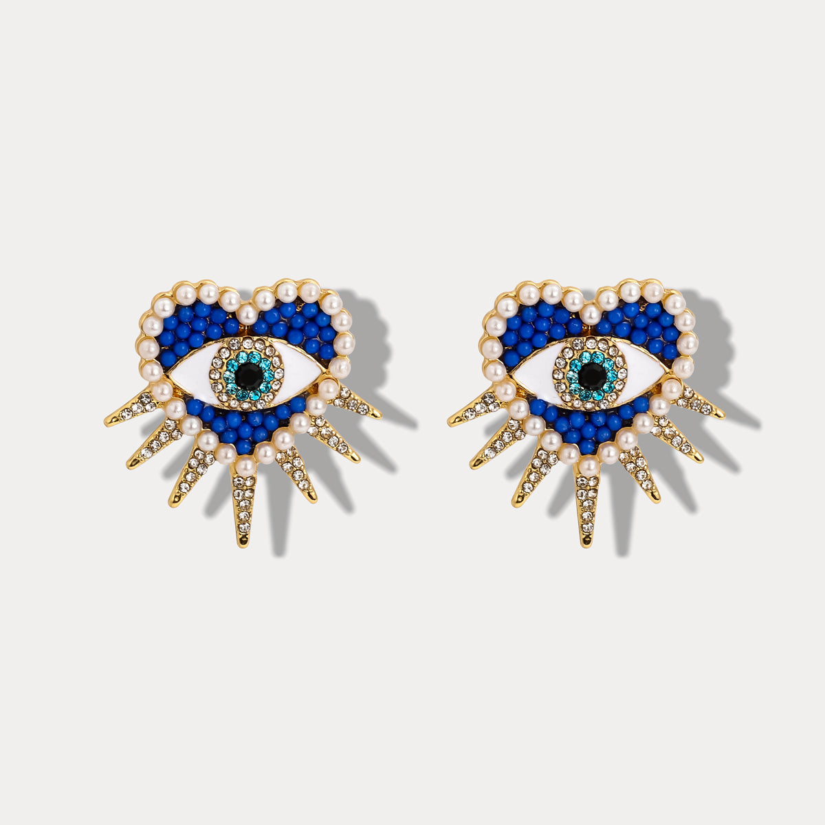 Diamond Sun Heart Evil Eye Earrings