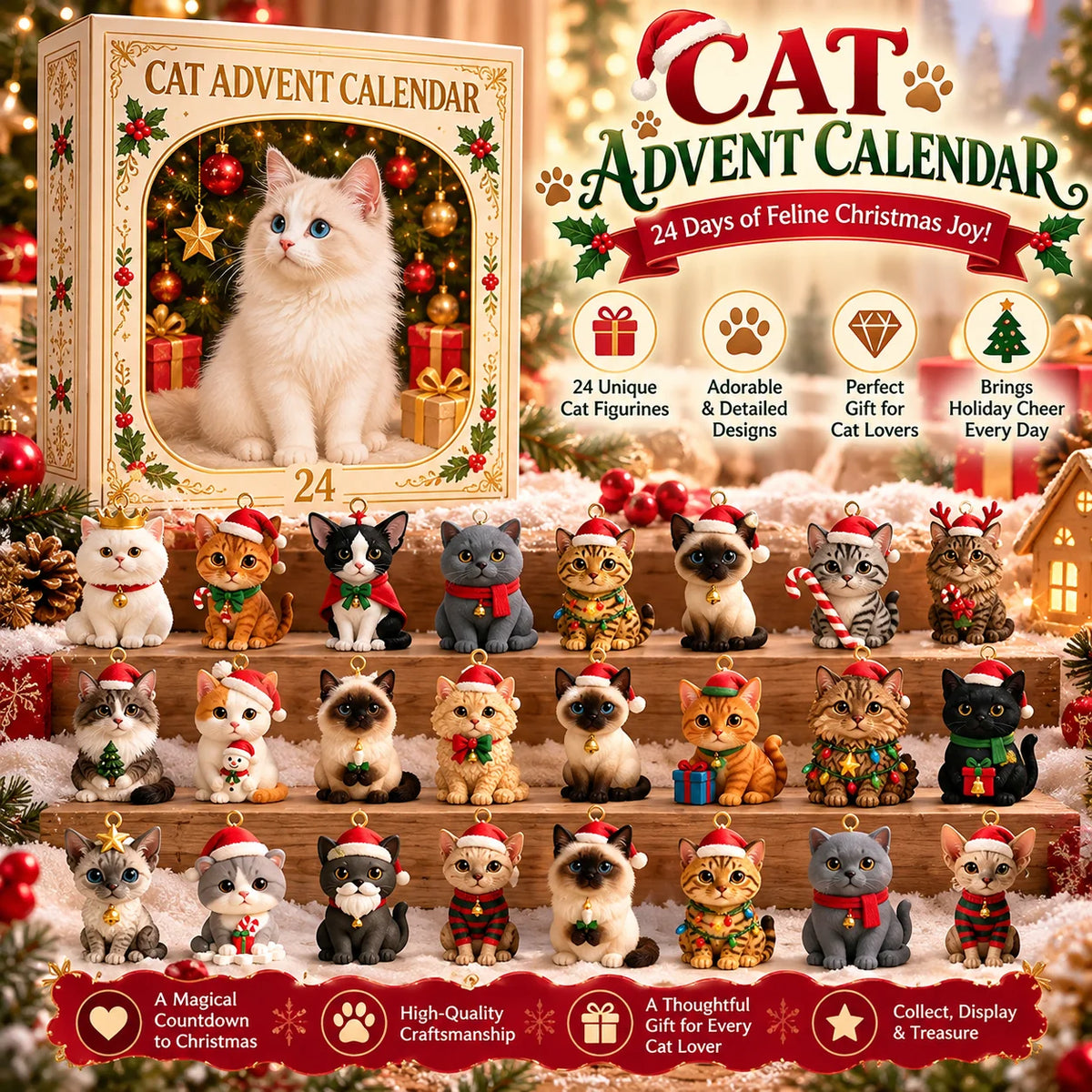 Cat Advent Calendar 2026 – 24 Adorable Christmas Cat Ornaments