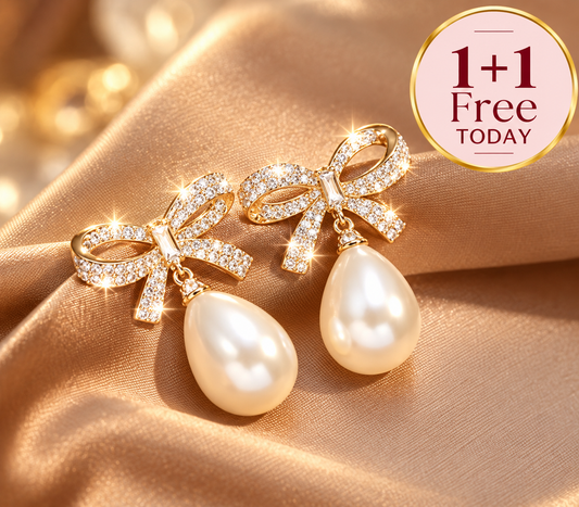 Ribbon Pearl Earrings