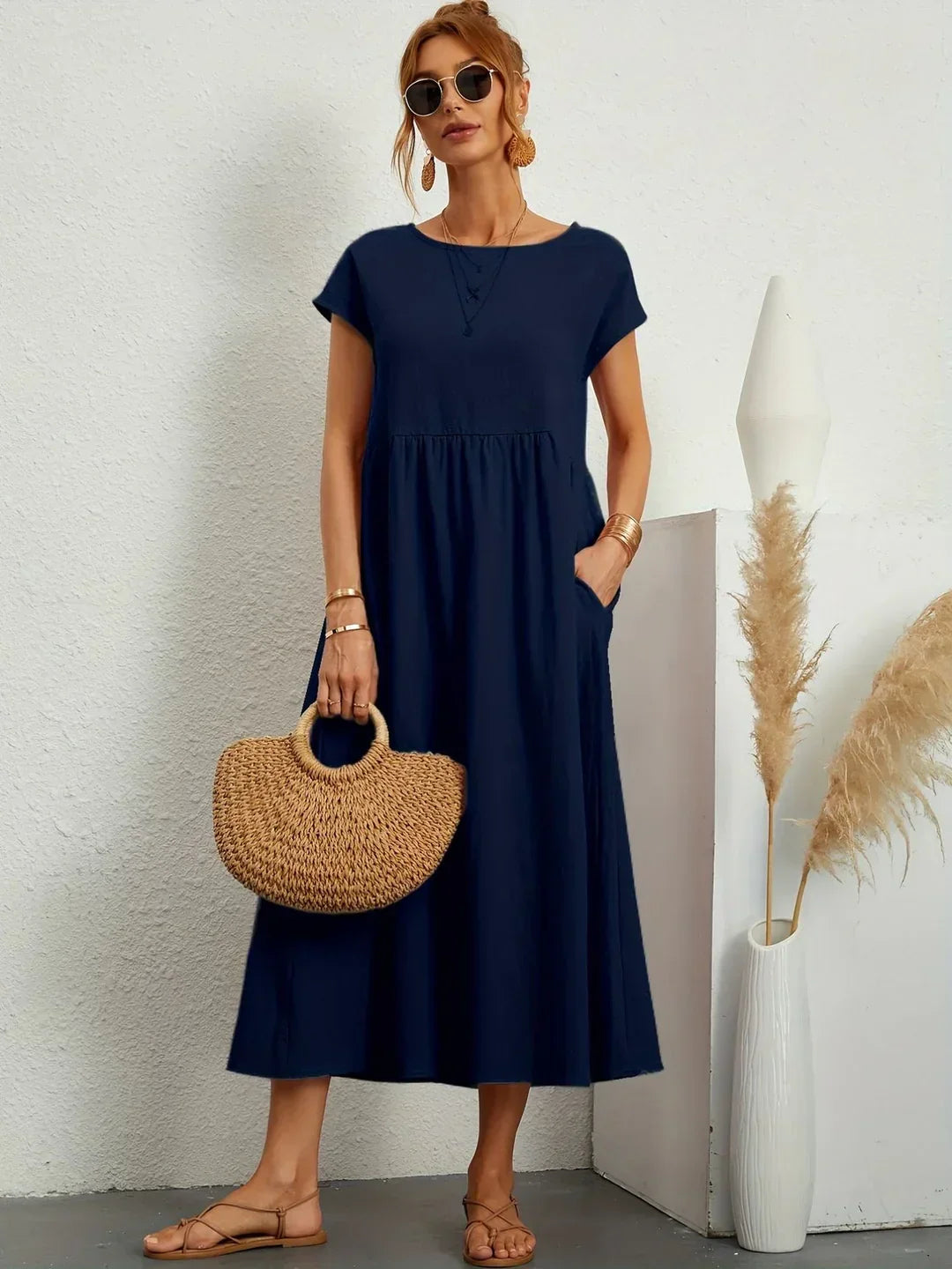 Lightweight Soft Cotton Dress with Pockets
