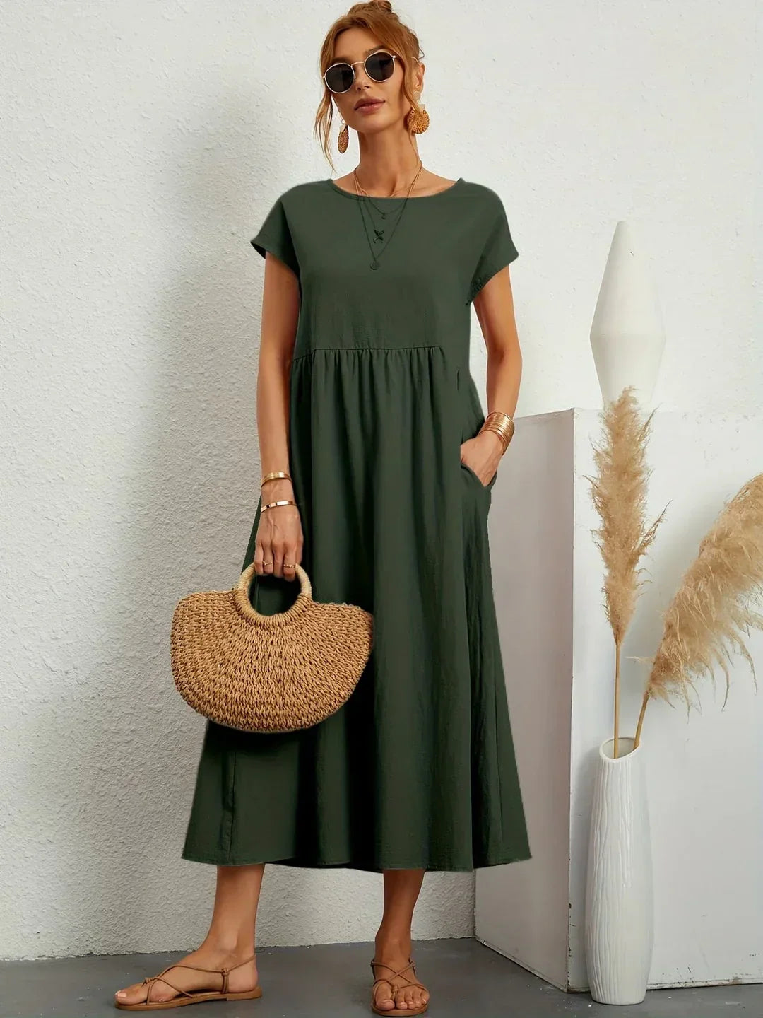 Lightweight Soft Cotton Dress with Pockets