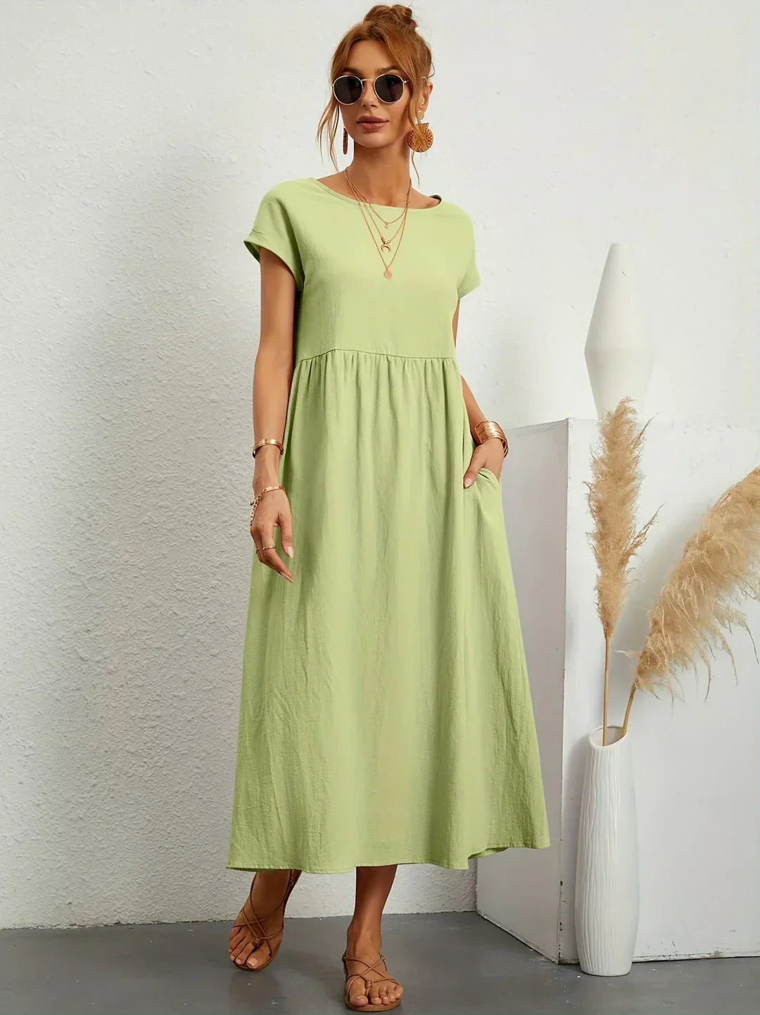 Lightweight Soft Cotton Dress with Pockets