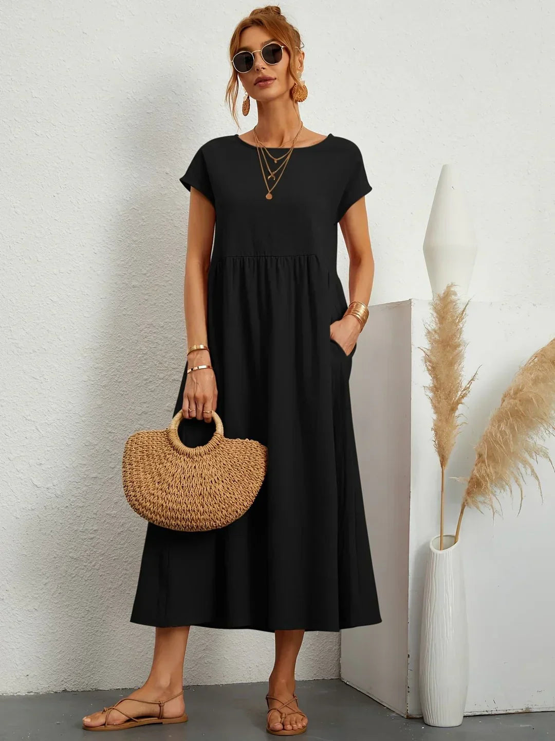 Lightweight Soft Cotton Dress with Pockets