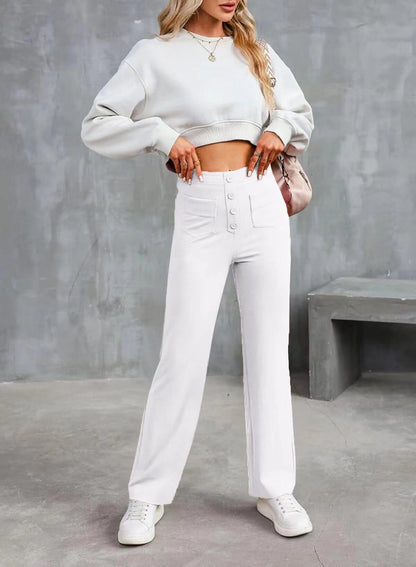 Marjorie | High-Waist Stretch & No-Pill Trouser – Timeless Confidence