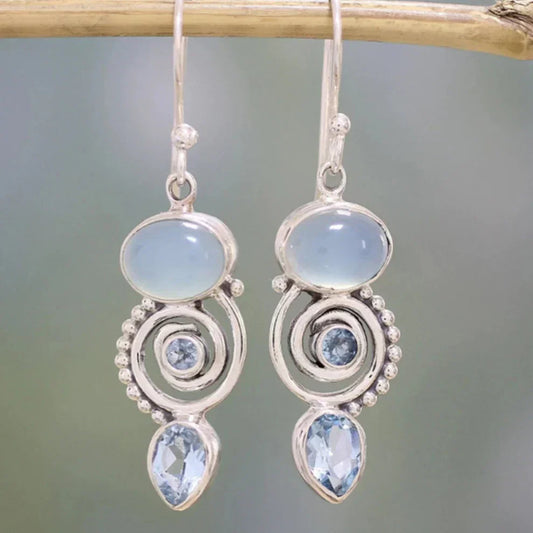 Silver Vintage Moonstone Earrings