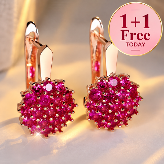 Round Pink Zircon Hoop Earrings