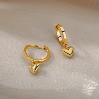 Vintage Gold Heart Drop Earrings
