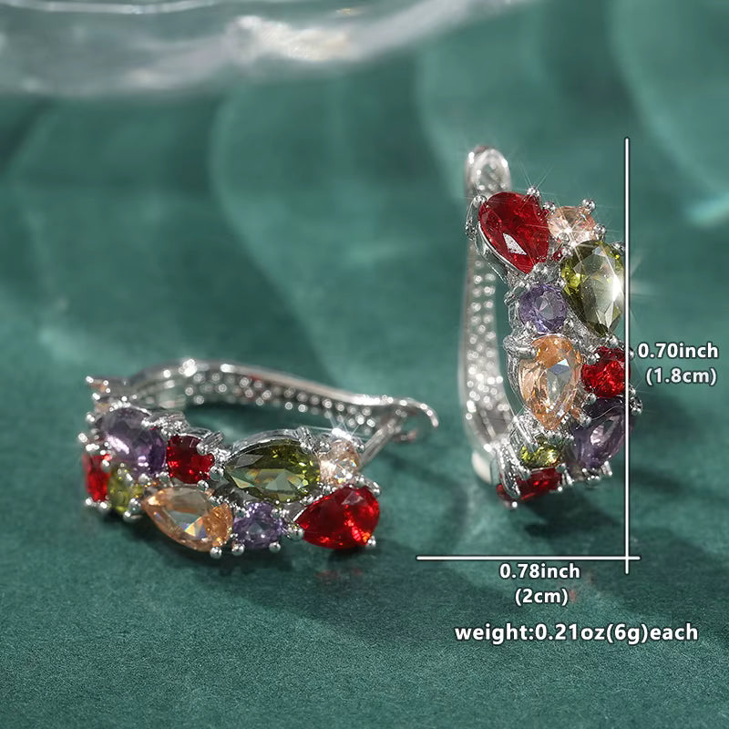 All Awareness – Elegant Colorful Zircon Hoop Earrings | 1+1 Free