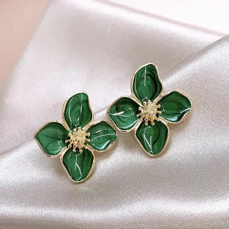 Chic Retro Drip Glaze Flower Earrings