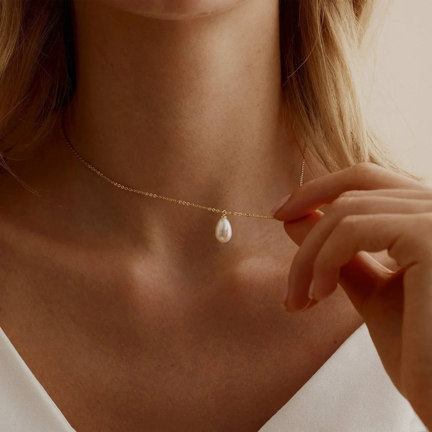Timeless Water Drop Pearl Pendant Necklace
