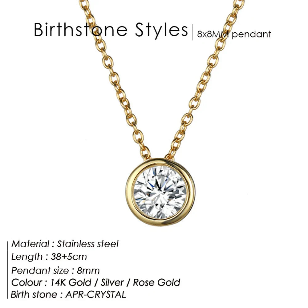 Exclusive Colorful Birthstone Stainless Steel Necklace