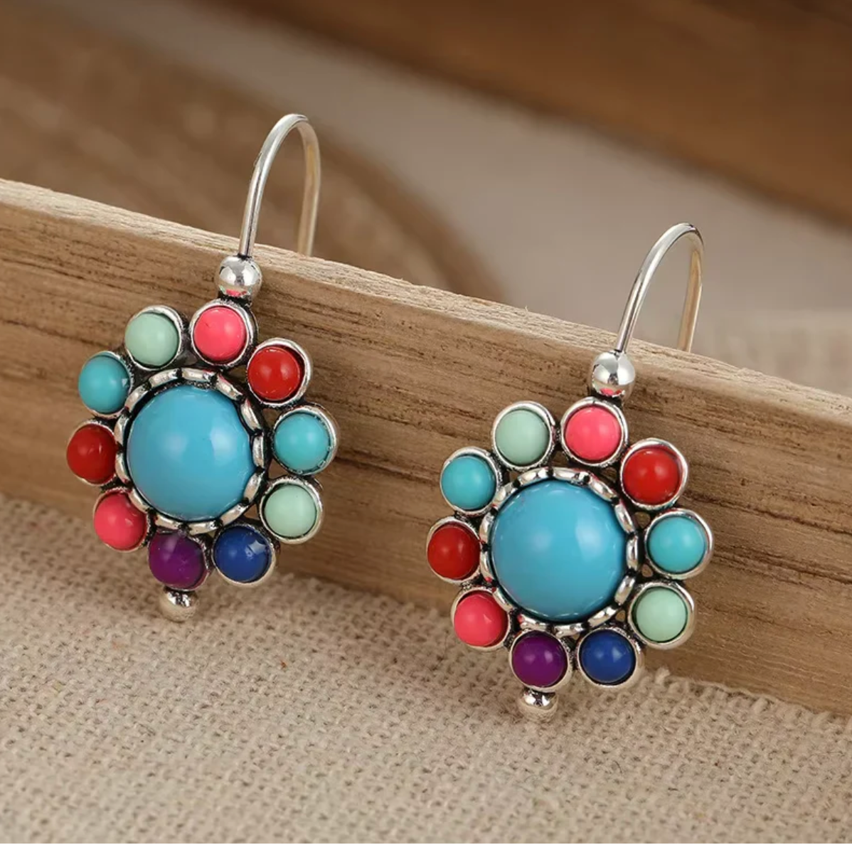 Vintage Turquoise Hoop Earrings