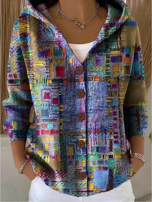 Cozy Long Cardigan with Artistic Design