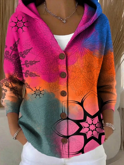Cozy Long Cardigan with Artistic Design