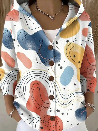 Cozy Long Cardigan with Artistic Design