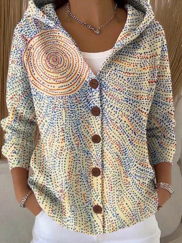Cozy Long Cardigan with Artistic Design