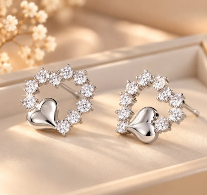 Sparkling Heart Earrings – Elegant Crystal Love Studs