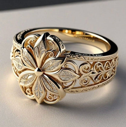 Flower Zirconia Exotic Gold Ring