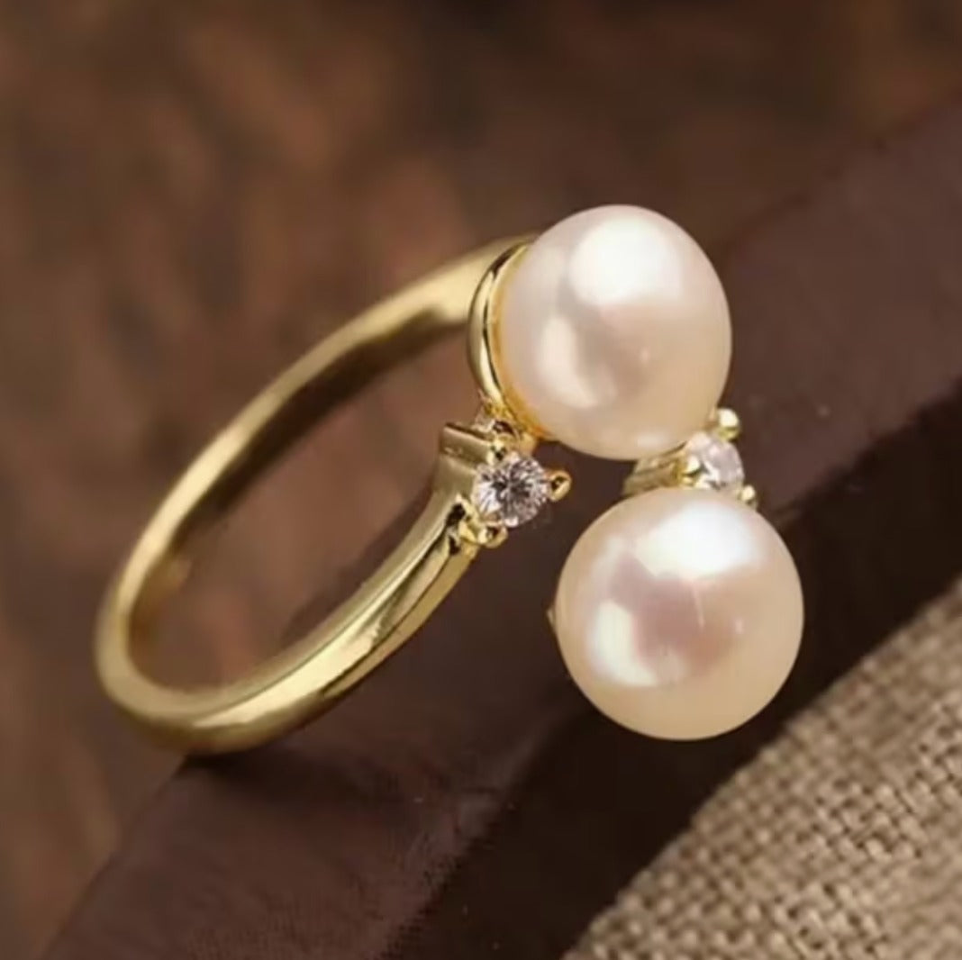 Breast Cancer Support | Pearl Adjustable Ring | Get 1+1 Free