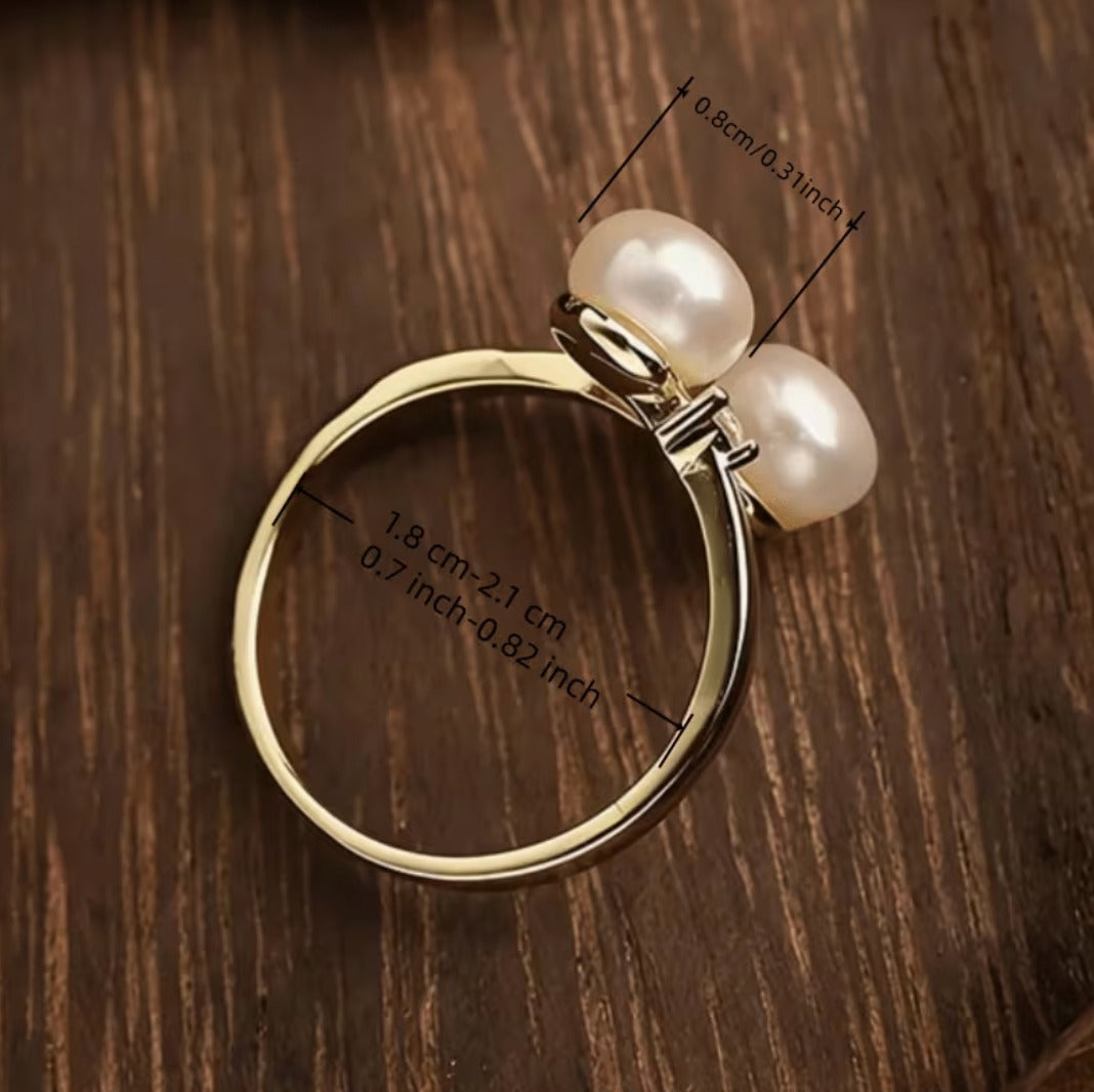 Breast Cancer Support | Pearl Adjustable Ring | Get 1+1 Free