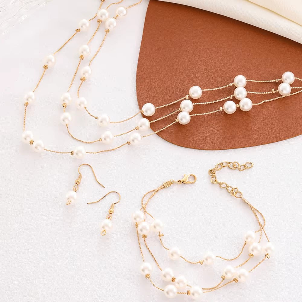 Breast Cancer Awareness | Romantic 3-Piece Pearl Jewelry Set | 1+1 Free Today