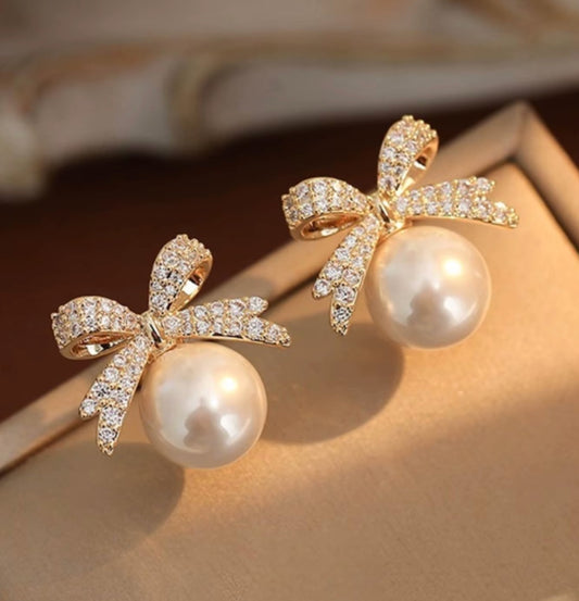 Breast Cancer Awareness Ribbon Pearl Earrings | 1+1 Free Today