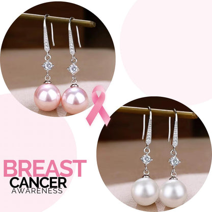 Breast Cancer Awareness | Hanging Silver Pearl Drops | 1+1 Free Today