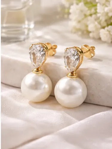Breast Cancer Awareness Drops Pearl Earring | 1+1 Free Today