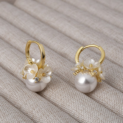 Breast Cancer Awareness Flower Pearl Earrings | 1+1 Free Today
