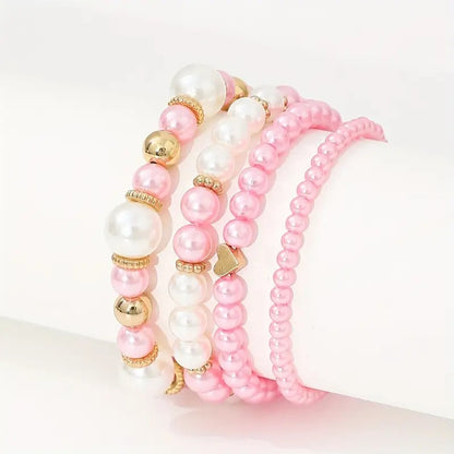 Pink Hope Pearl Bracelet Set (4 Pieces Set )