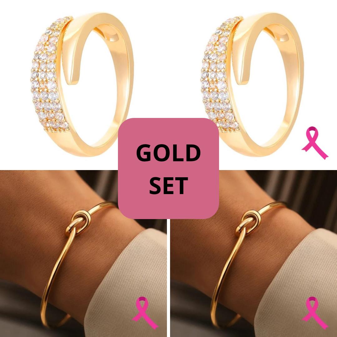 Breast Cancer Support Set | 2 Rings and 2 Bracelets
