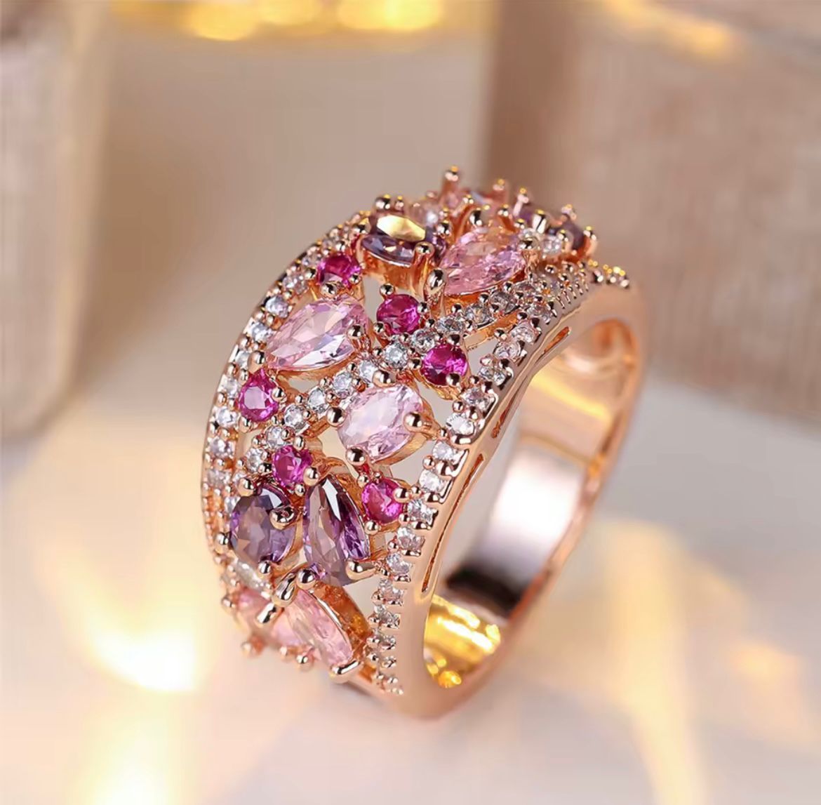 Wear the Hope Breast Cancer Awareness Classis Stoned Ring
