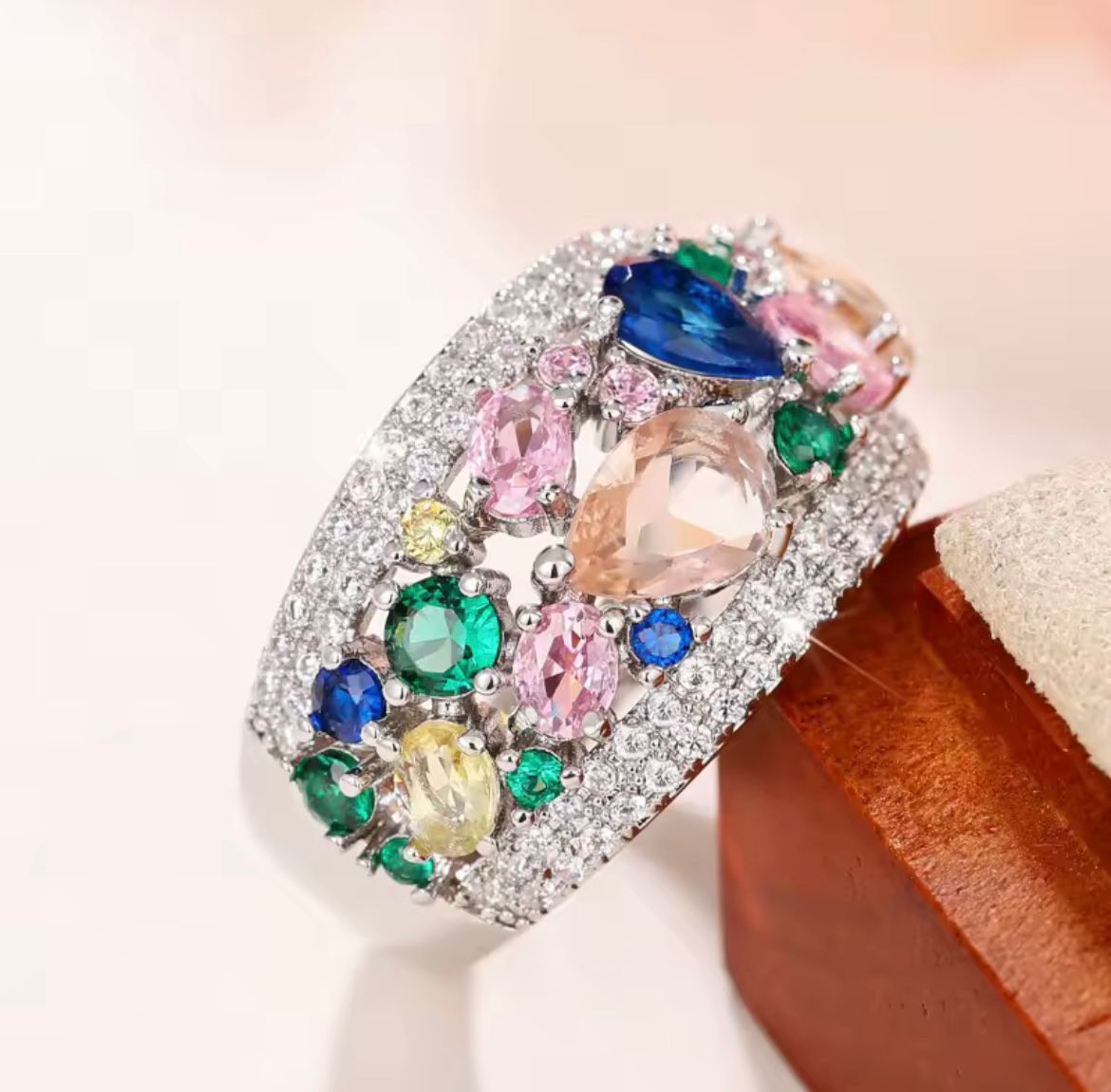 Wear the Hope Breast Cancer Awareness Multicoloured Stone Ring