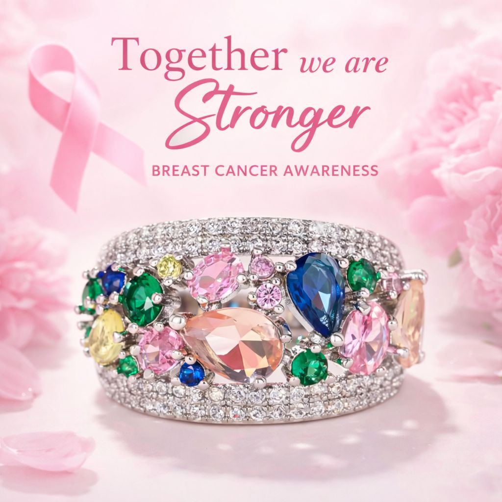 Wear the Hope Breast Cancer Awareness Multicoloured Stone Ring