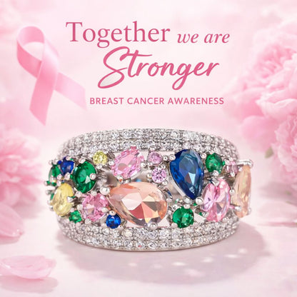 Wear the Hope Breast Cancer Awareness Multicoloured Stone Ring
