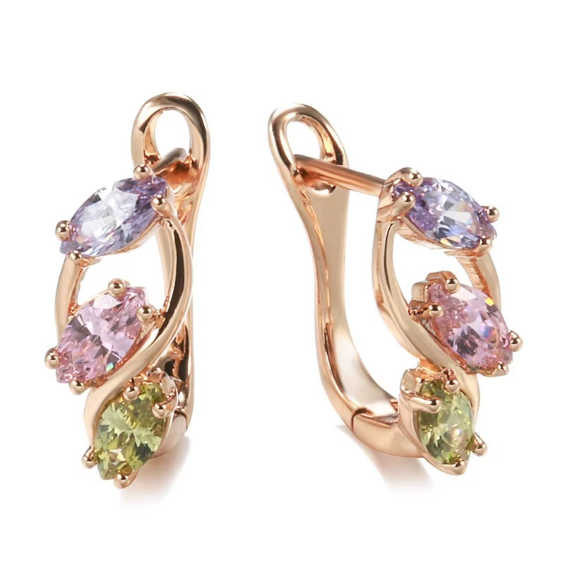 All Awareness – Elegant Colorful Zircon Hoop Earrings | 1+1 Free