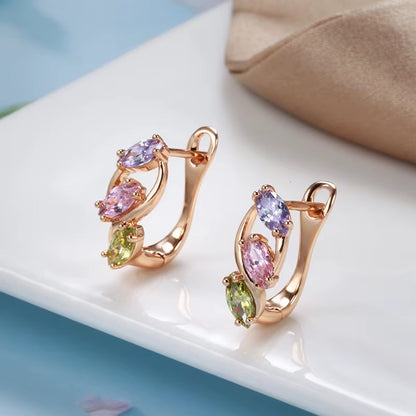 All Awareness – Elegant Colorful Zircon Hoop Earrings | 1+1 Free