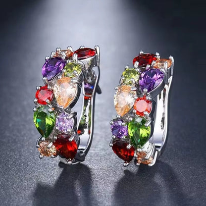 All Awareness – Elegant Colorful Zircon Hoop Earrings | 1+1 Free