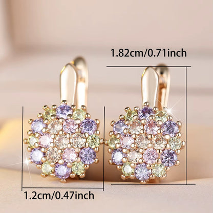 Breast Cancer Awareness | Crystal Rainbow Round Zircon Stone Hope Earrings | 1+1 Set Free