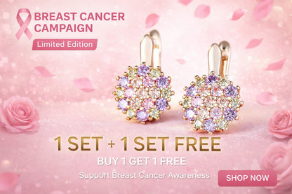 Breast Cancer Awareness | Crystal Rainbow Round Zircon Stone Hope Earrings | 1+1 Set Free
