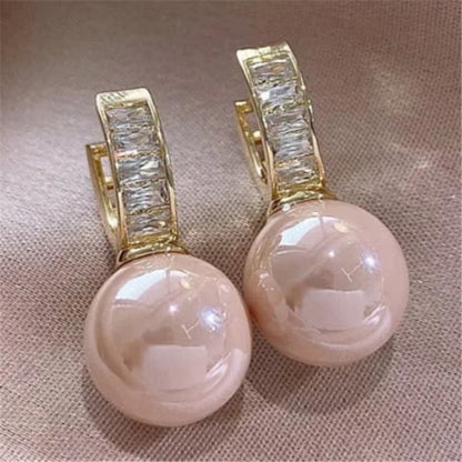 Breast Cancer Awareness White Pearl Earrings | 1+1 Free Today