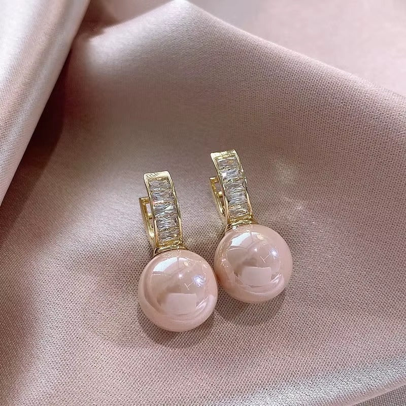 Breast Cancer Awareness White Pearl Earrings | 1+1 Free Today