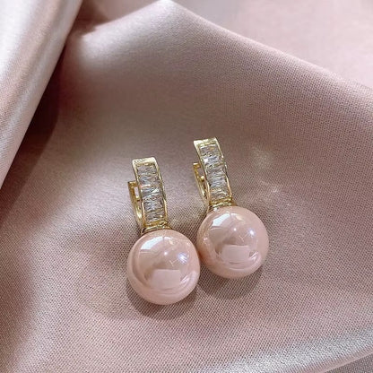 Breast Cancer Awareness White Pearl Earrings | 1+1 Free Today